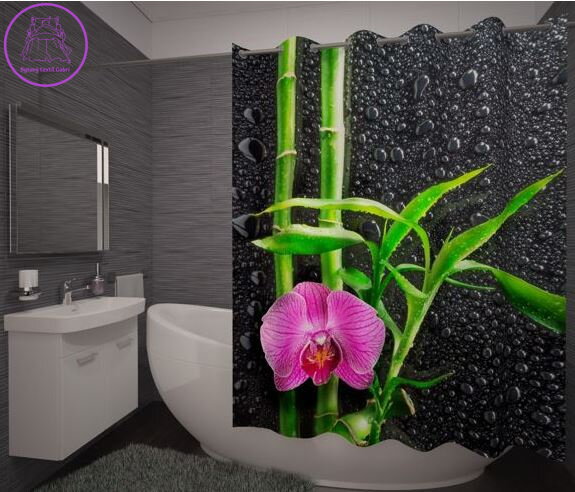 Textilní koupelnový závěs s 3D efektem 145x180cm Art-Bambus a orchidea 71434 Textilní koupelnový závěs s 3D efektem 145x180cm Art-Bambus a orchidea 71434