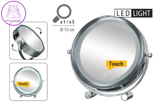 Kosmetické zrcadlo s LED Bright Mirror shorty Ø 15,0 cm stříbrné 2024 Kosmetické zrcadlo s LED Bright Mirror shorty Ø 15,0 cm stříbrné 2024