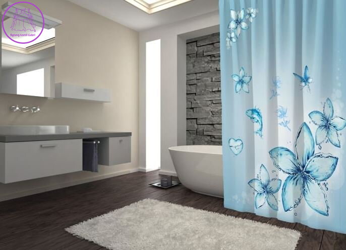  Textilní koupelnový závěs s 3D efektem 145x180cm Art-Květy mořské 70022