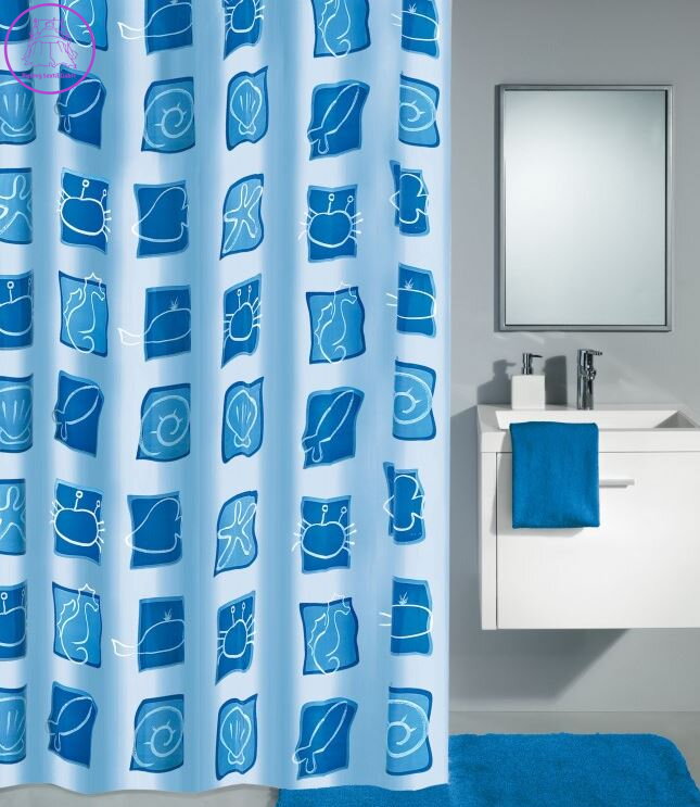 Koupelnový závěs Peva Sealife 180x200cm modrý-2022