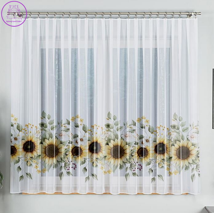 Metrážový tištěný voál výška 157cm Gabri-D00311 Slunečnice