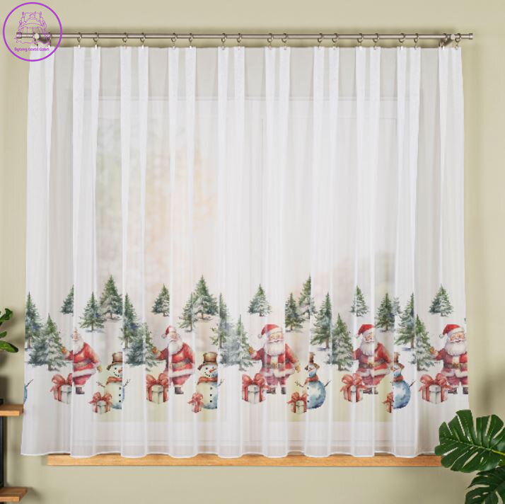 Metrážový voál tištěný vánoční motiv výška 157cm Gabri-DBN162 Santa Claus
