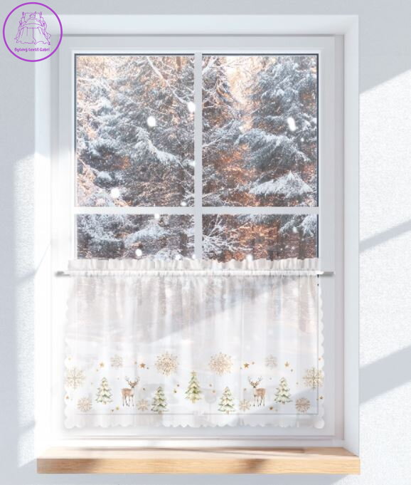 Voálová vitrážková záclona s potiskem vánoční 100x60cm Gabri- PBN336 Vánoce