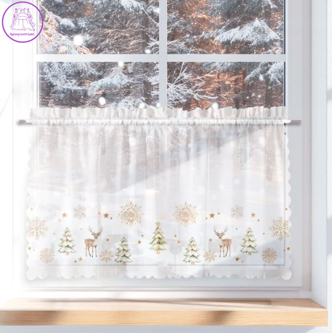 Voálová vitrážková záclona s potiskem vánoční 100x40cm Gabri- PBN336 Vánoce Voálová vitrážková záclona s potiskem vánoční 100x40cm Gabri- PBN336 Vánoce