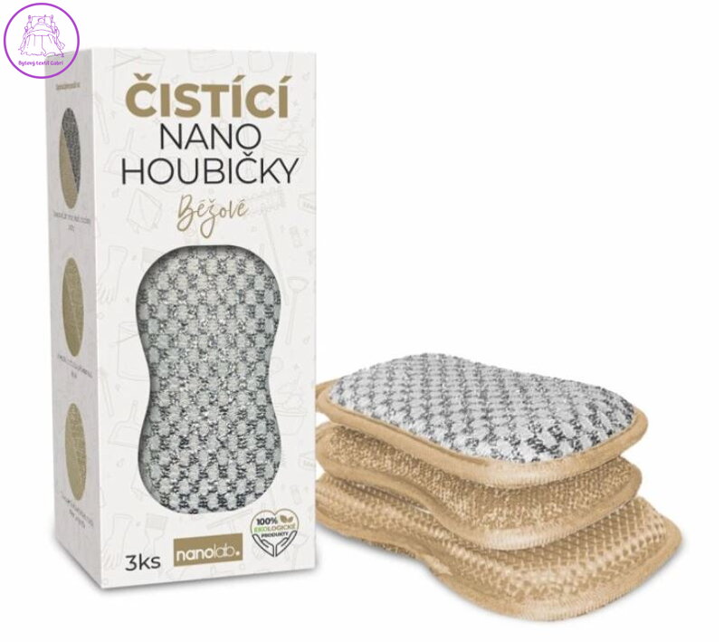 Čistící nano houbičky béžové - 3 ks