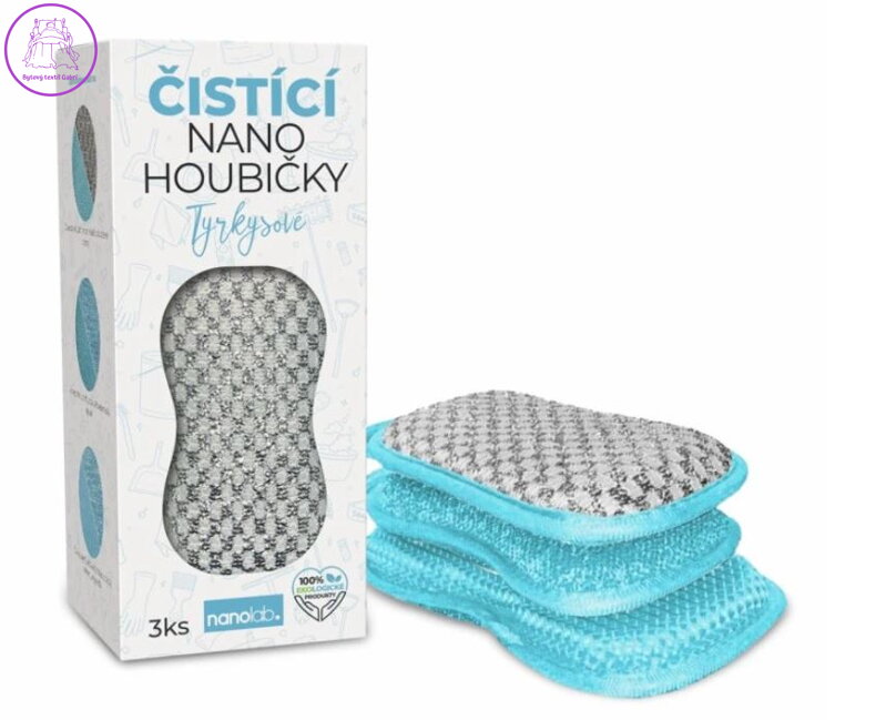 Čistící nano houbičky tyrkysové - 3 ks