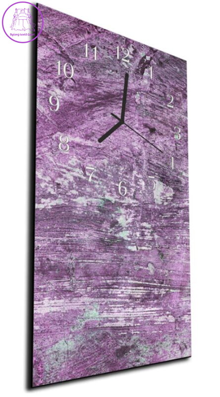 Nástěnné hodiny 30x60cm - Textura fialová omítka
