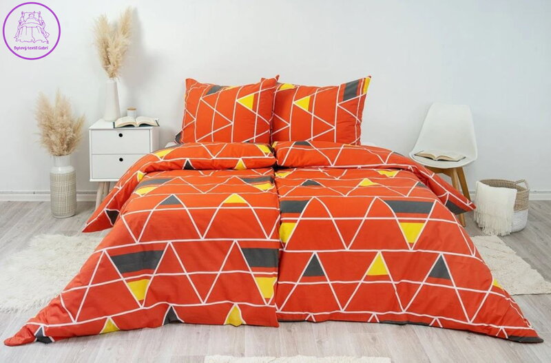 Ložní povlečení bavlněné - Pyramidy červené (LS299) 