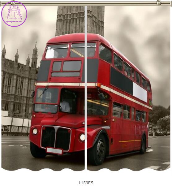 Black out závěsy 3D nebo voálové záclony 3D motiv 1159 Londýnský bus