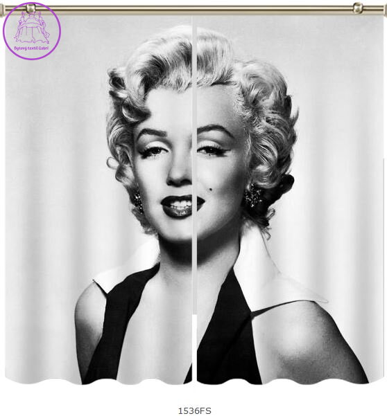 Black out závěsy 3D nebo voálové záclony 3D motiv 1536 Marilyn Monroe