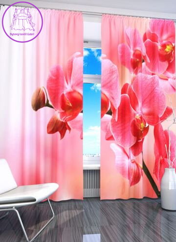 Black out závěsy 3D nebo voálové záclony 3D motiv 2370 Orchidej růžová