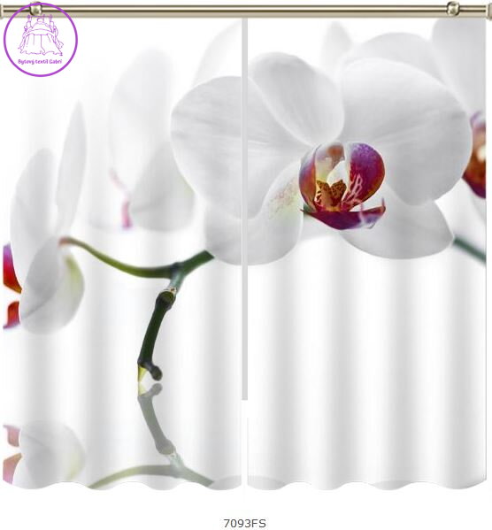 Black out závěsy 3D nebo voálové záclony 3D motiv 7093 Bílá orchidej