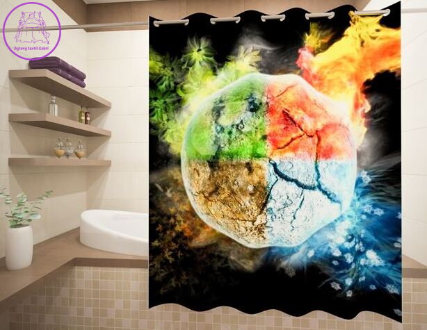 Textilní koupelnový závěs s 3D efektem 145x180cm Art-71163