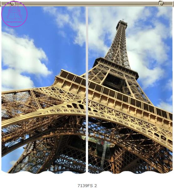 Black out závěsy 3D nebo voálové záclony 3D motiv 7139 Eiffelova věž