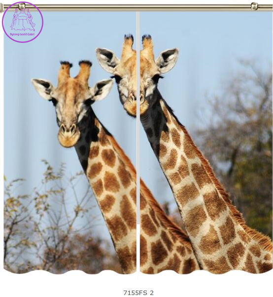Black out závěsy 3D nebo voálové záclony 3D motiv 7155 Žirafy
