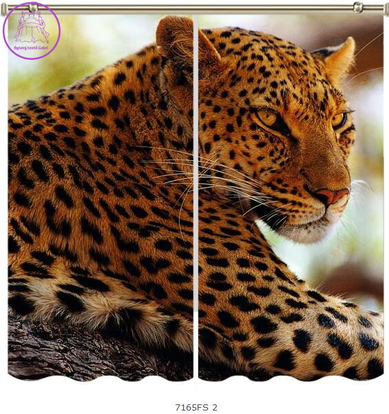 Black out závěsy 3D nebo voálové záclony 3D motiv 7165 Ležící leopard