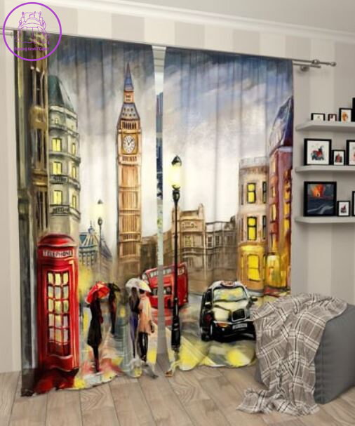 Exkluzivní zatemňovací závěsy Black out s potiskem 2x145x250cm - S71727