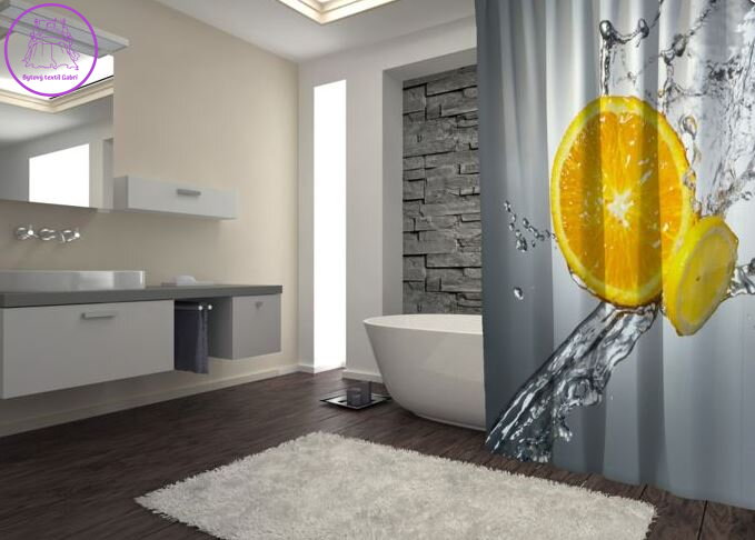 Textilní koupelnový závěs s 3D efektem 145x180cm Art-Citrony 2868