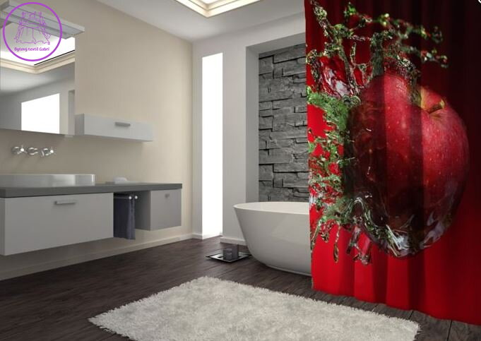 Textilní koupelnový závěs s 3D efektem 145x180cm Art-Jablko 70008