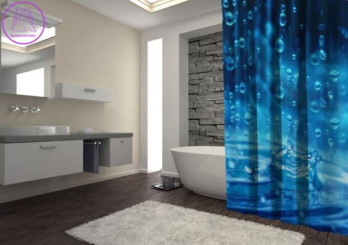 Textilní koupelnový závěs s 3D efektem 145x180cm Art-Kapky 70015
