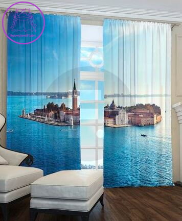 Black out 3D komplet závěsů 2x 145x250cm Město v moři