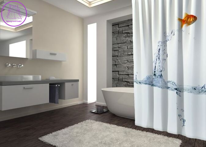 Textilní koupelnový závěs s 3D efektem 145x180cm Art-Zlatá rybka 2637 Textilní koupelnový závěs s 3D efektem 145x180cm Art-Zlatá rybka 2637