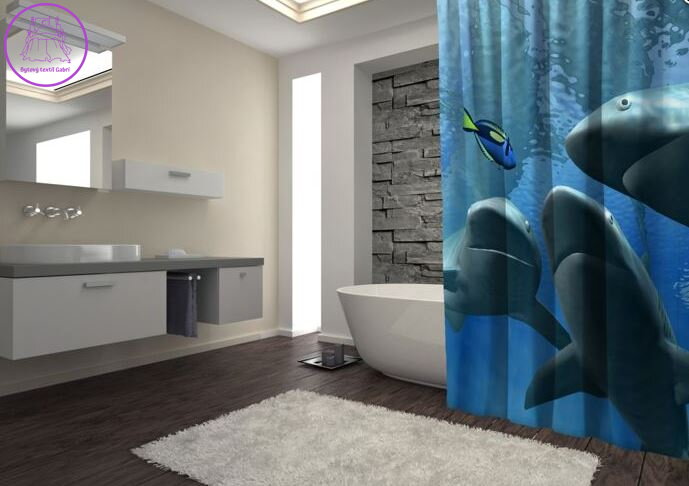 Textilní koupelnový závěs s 3D efektem 145x180cm Art-Žraloci 70012 Textilní koupelnový závěs s 3D efektem 145x180cm Art-Žraloci 70012