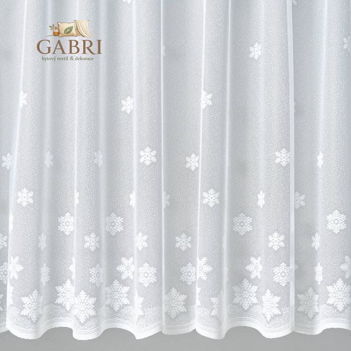 Žakárová záclona bílá v metráži s vánočním vzorem - A3450 ( více rozměrů )