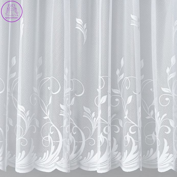 Žakárová záclona bílá v metráži se vzorem - A3808 ( více rozměrů )