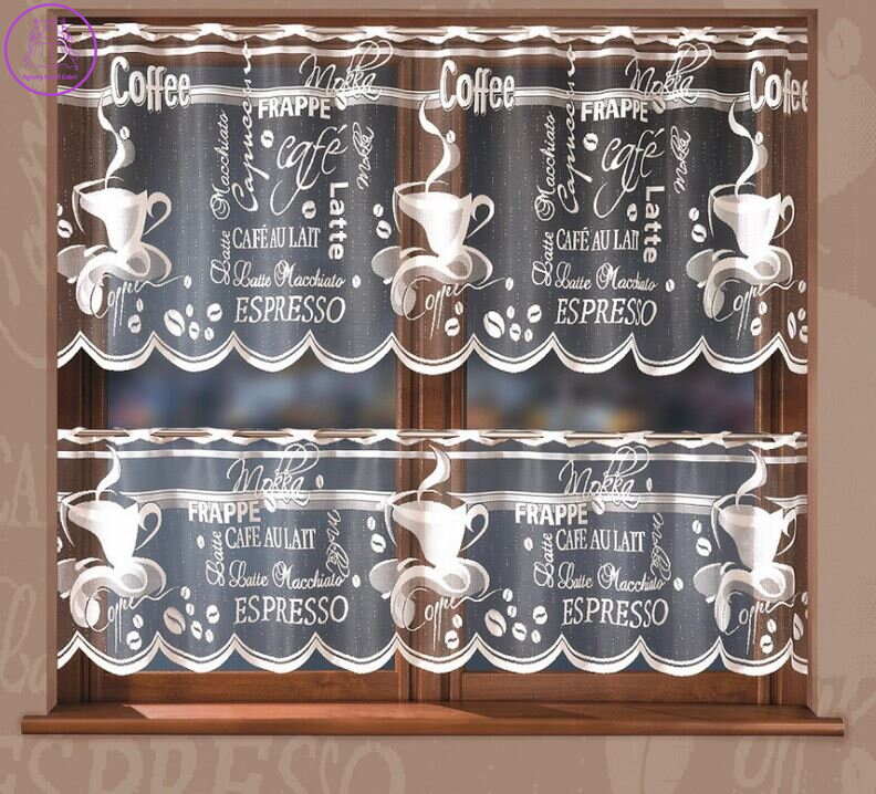Metrážové vitrážky žakárové stříbrné na černé osnově  W-631001 COFFEE ( více rozměrů )