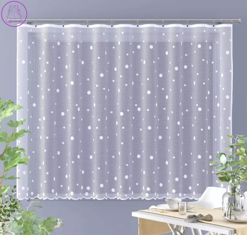 Záclona kusová bílá 350x160cm W-Puntíky Záclona kusová bílá 350x160cm W-Puntíky