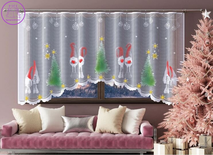 Záclona kusová oblouková vánoční 300x150cm W-Skřítci Záclona kusová oblouková vánoční 300x150cm W-Skřítci