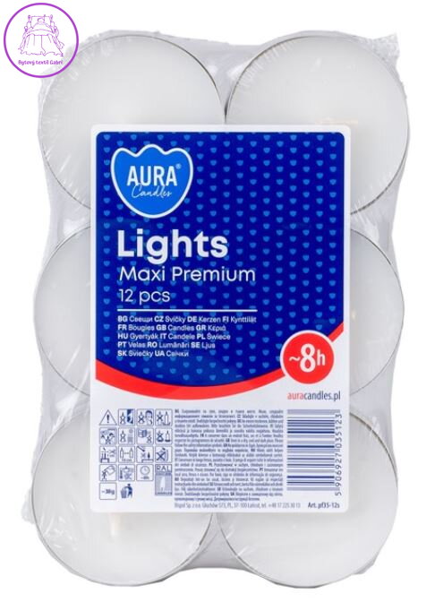  Čajové svíčky MAXI ~8 hod. 12 ks plato ( 33263 )
