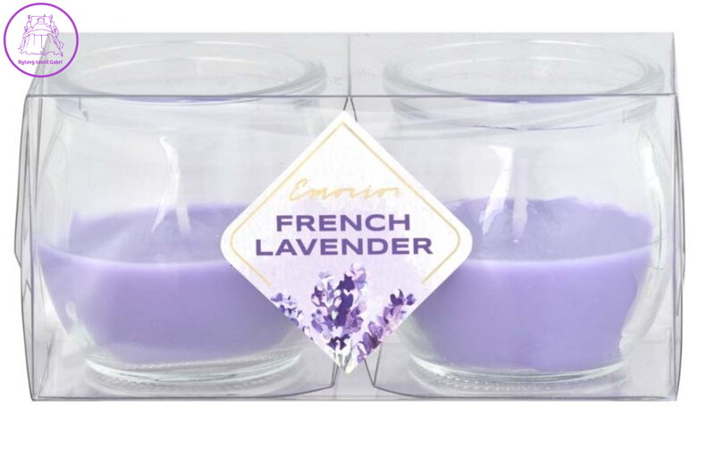 Emocio vonná svíčka ve skle French Lavender 2 ks v plastové krabičce 56x55mm ( 35013 )