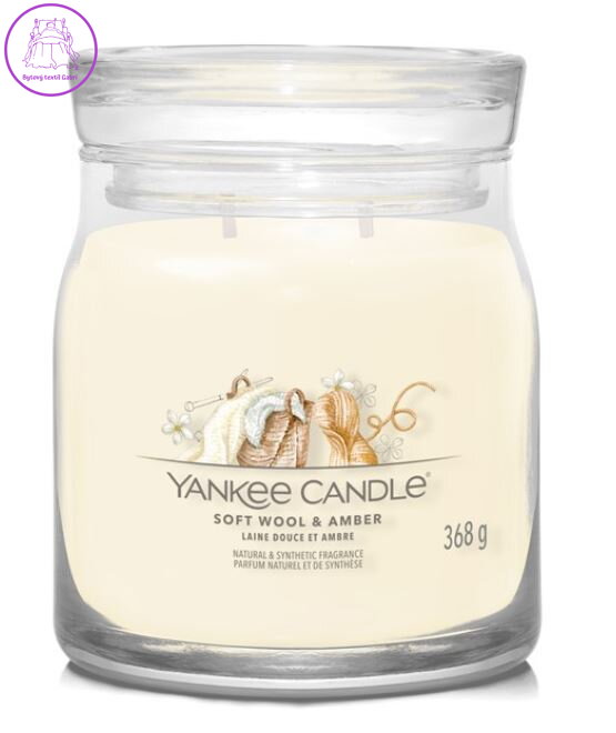 Svíčka Yankee Candle signature střední - SOFT WOOL & AMBER  ( 40796 )