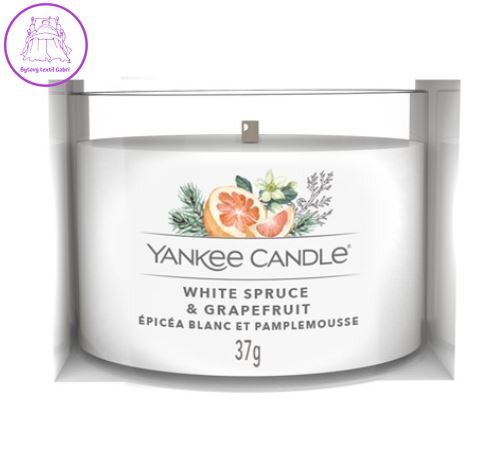 Yankee Candle plněná votivní svíčka ve skle - WHITE SPRUCE & GRAPEFRUIT ( 41248 )