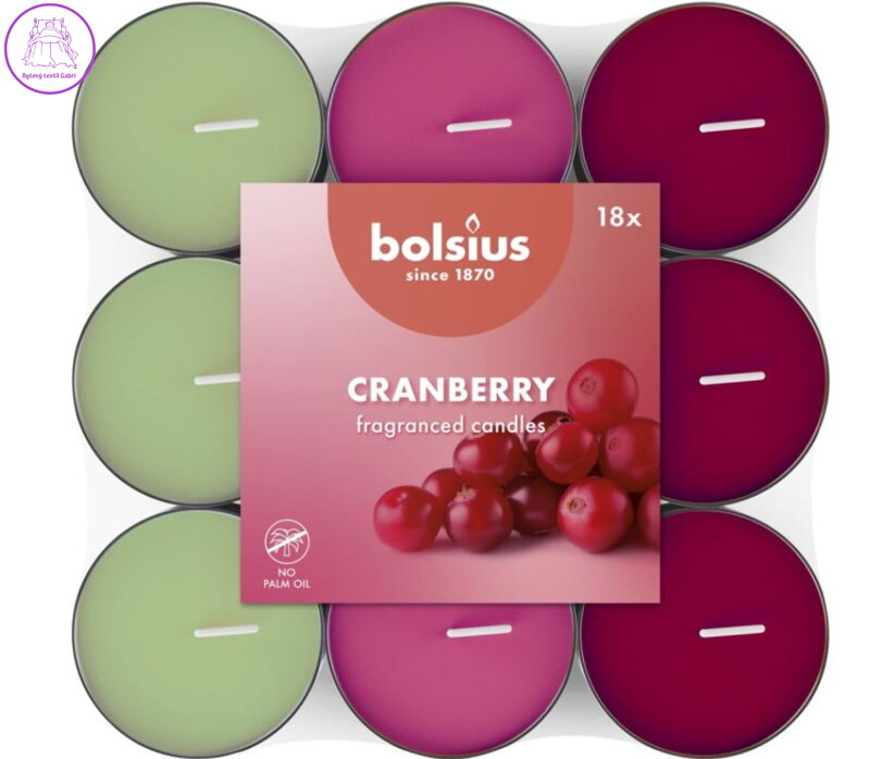 Bolsius čajové vonné svíčky18ks - Cranberry basic tříbarevné ( 43183 )