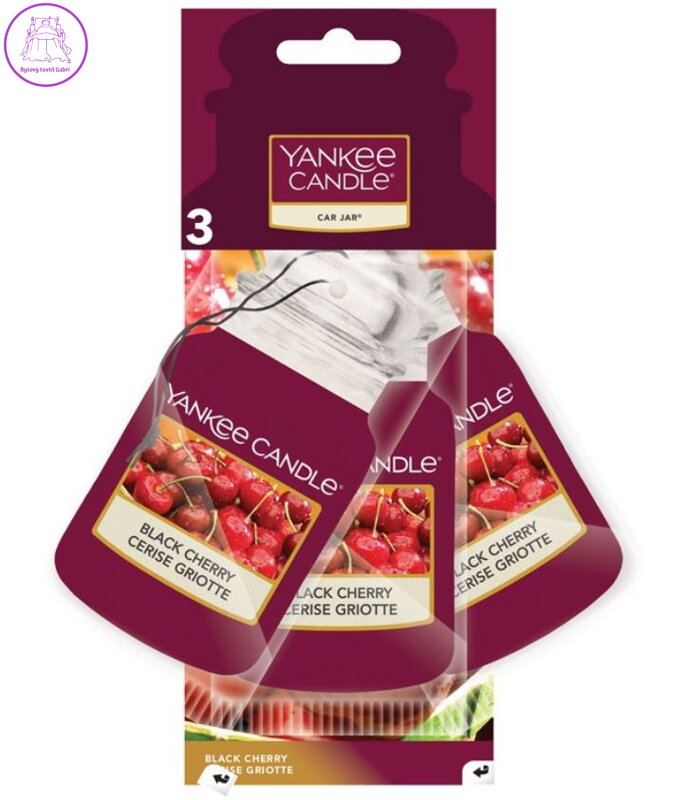 YANKEE CANDLE SADA (3 KS) PAPÍROVÝCH AUTO VISAČEK - BLACK CHERRY VŮNĚ DO AUTA