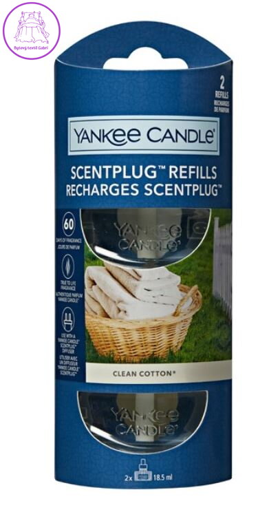 YANKEE CANDLE NÁHRADNÍ NÁPLŇ (2KS) PRO VŮNI DO ELEKTRICKÉ ZÁSUVKY - CLEAN COTTON