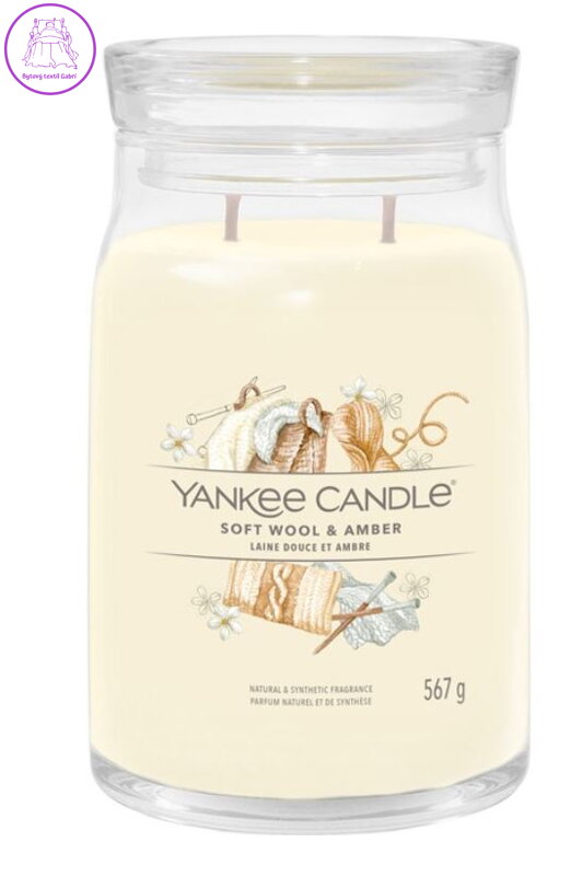 YANKEE CANDLE SIGNATURE VELKÝ - SOFT WOOL & AMBER 567g