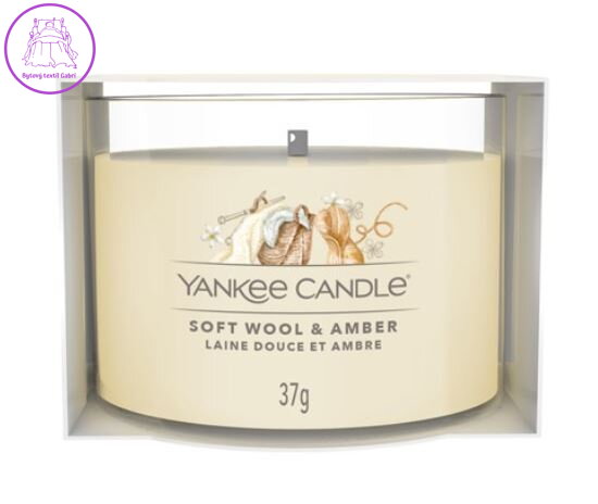 YANKEE CANDLE VOTIVNÍ SVÍČKA PLNĚNÁ VE SKLE - SOFT WOOL & AMBER