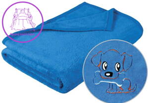 Dětská micro deka 75x100cm modrá s výšivkou-Btx Pejsek