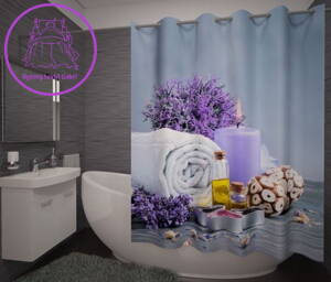  Textilní koupelnový závěs s 3D efektem 145x180cm Art-Levandule Spa 71336