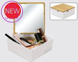 Kosmetický box Timber 13,2x16,5cm bílá/bambus
