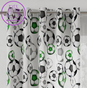 Metrážový dětský dekorační závěs tištěný šíře 140cm Gabri-D00051/OXF/003 Fotbal zelený