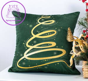 Vánoční povlak Velvet 40x40cm - Gabri - TBN003/POP/093 zelený zlaté zdobení
