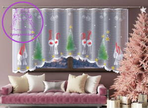 Záclona kusová oblouková vánoční 300x150cm W-Skřítci 2023