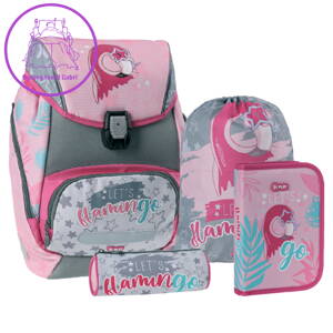 Školská taška - 4-dielny set Play logic Flamingo