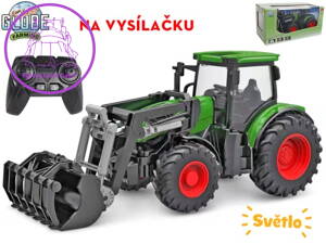 Kids Globe R/C traktor zelený 27cm s předním nakladačem na baterie se světlem 2,4GHz v kra