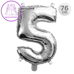 Balón narozeninový 76 cm - číslo 5, stříbrný